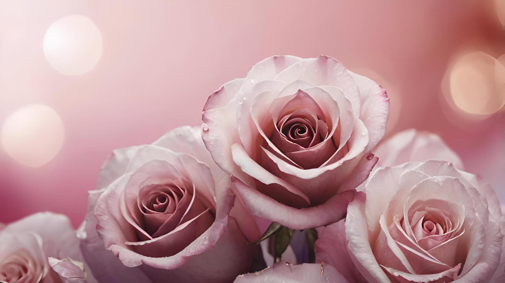 pink roses are shown in a vase with a pink background photo