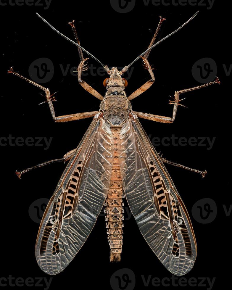 High-Resolution Close-Up Images of Various Insects on Black Background photo