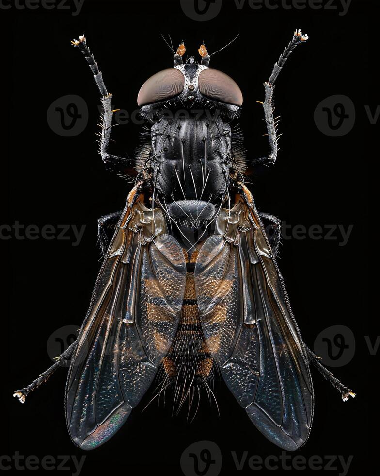 High-Resolution Close-Up Images of Various Insects on Black Background photo