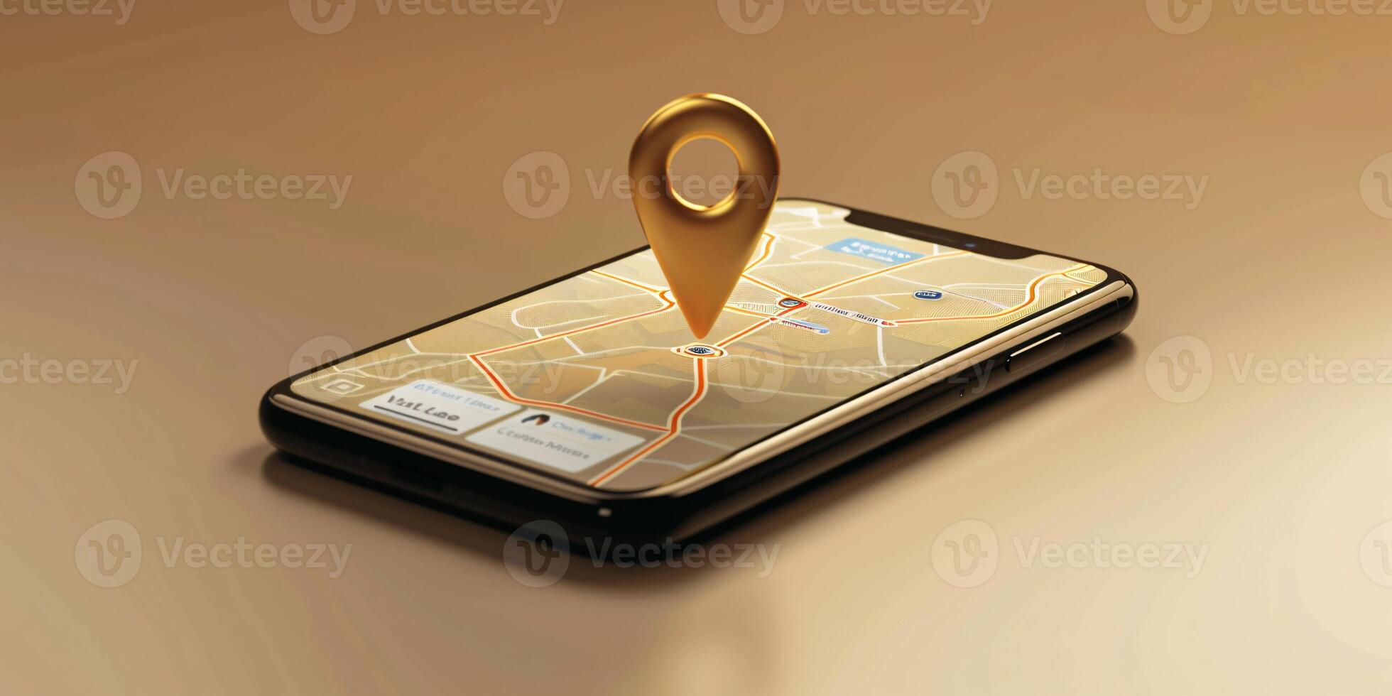 Modern Smartphone Navigation Concept on Digital Map with Real-Time GPS Tracking photo