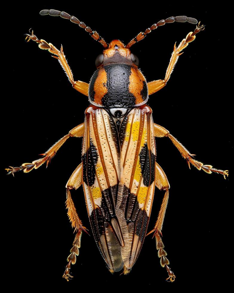 High-Resolution Close-Up Images of Various Insects on Black Background photo