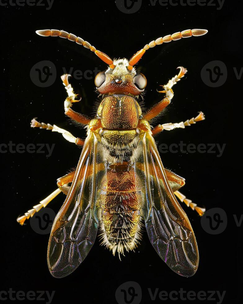 High-Resolution Close-Up Images of Various Insects on Black Background photo