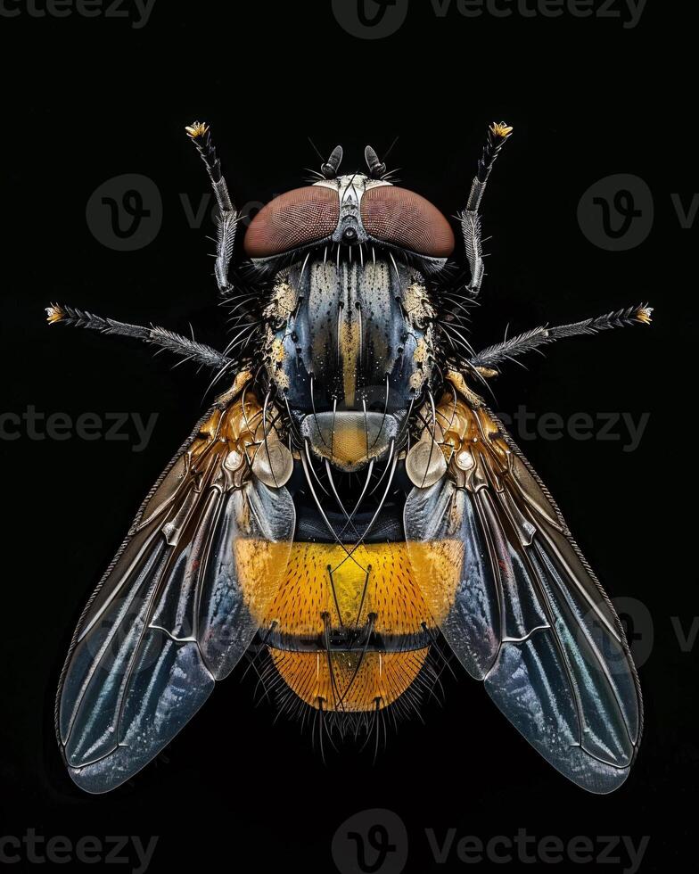 High-Resolution Close-Up Images of Various Insects on Black Background photo