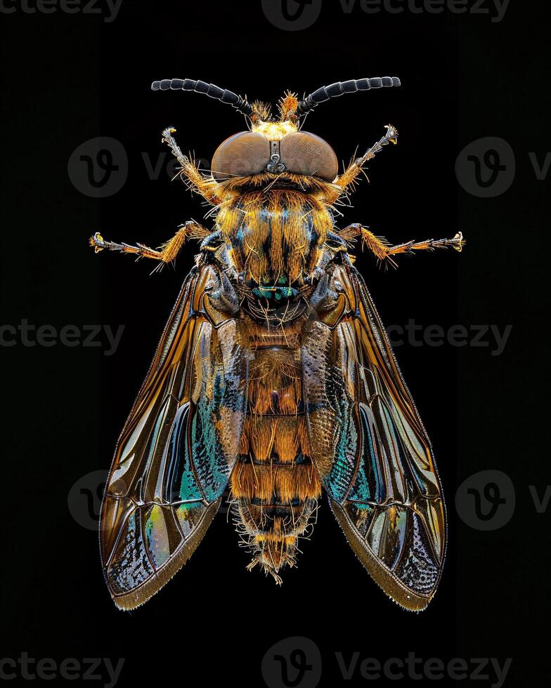 High-Resolution Close-Up Images of Various Insects on Black Background photo