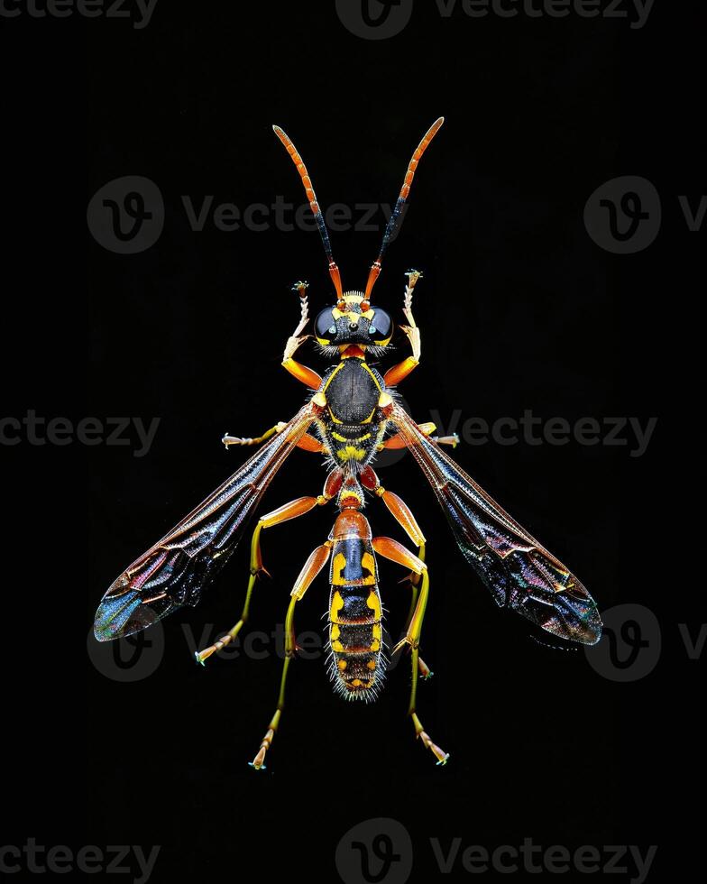 High-Resolution Close-Up Images of Various Insects on Black Background photo