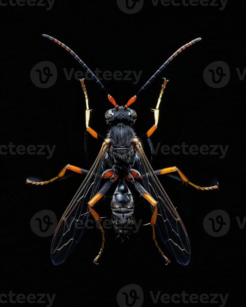 High-Resolution Close-Up Images of Various Insects on Black Background photo