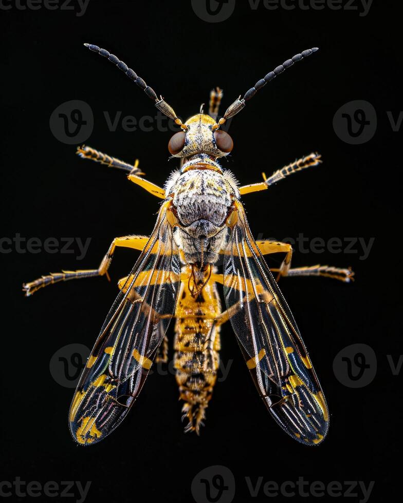 High-Resolution Close-Up Images of Various Insects on Black Background photo
