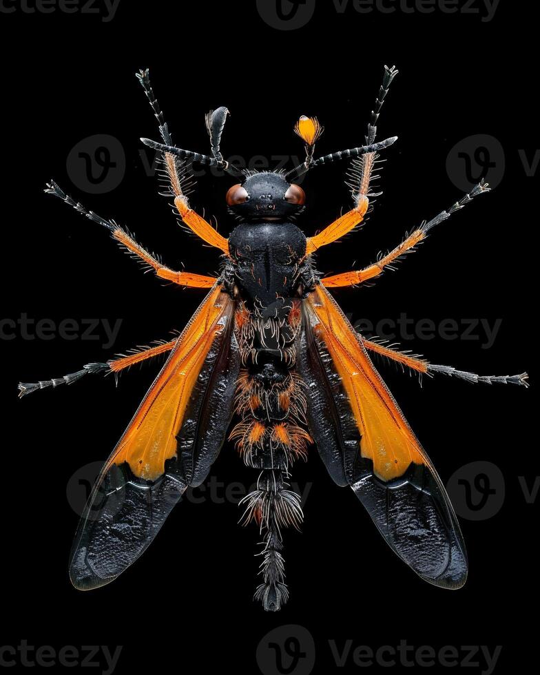 High-Resolution Close-Up Images of Various Insects on Black Background photo