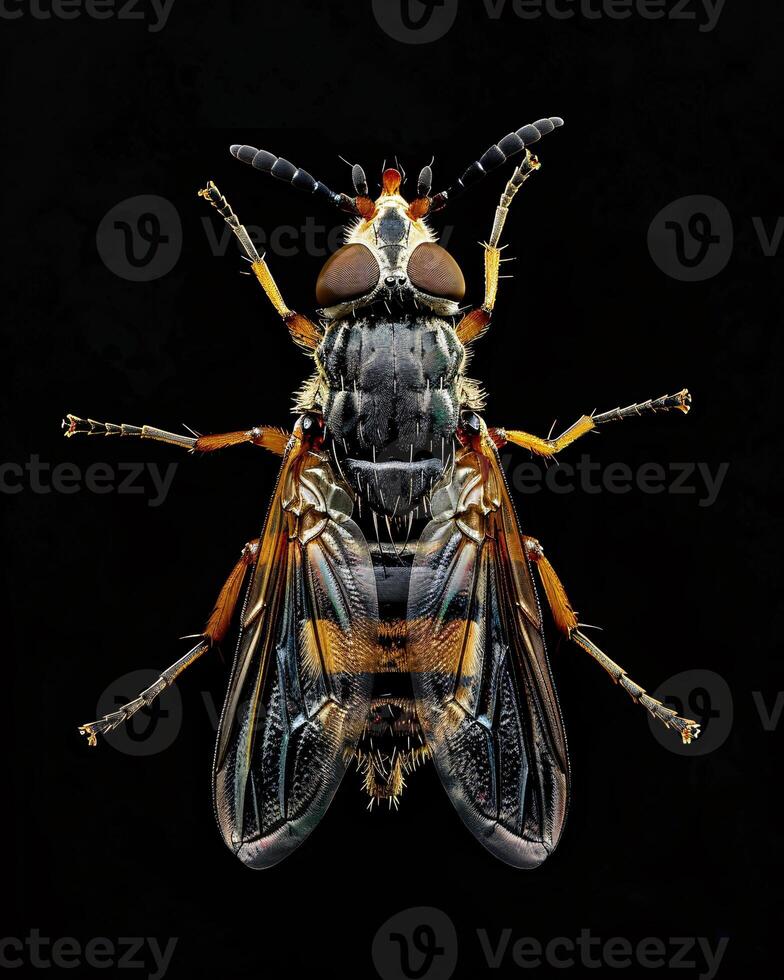 High-Resolution Close-Up Images of Various Insects on Black Background photo