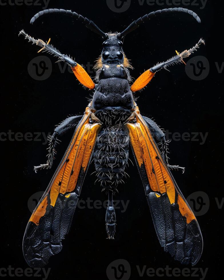 High-Resolution Close-Up Images of Various Insects on Black Background photo