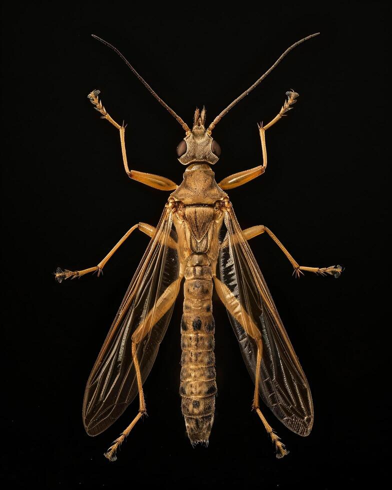 High-Resolution Close-Up Images of Various Insects on Black Background photo