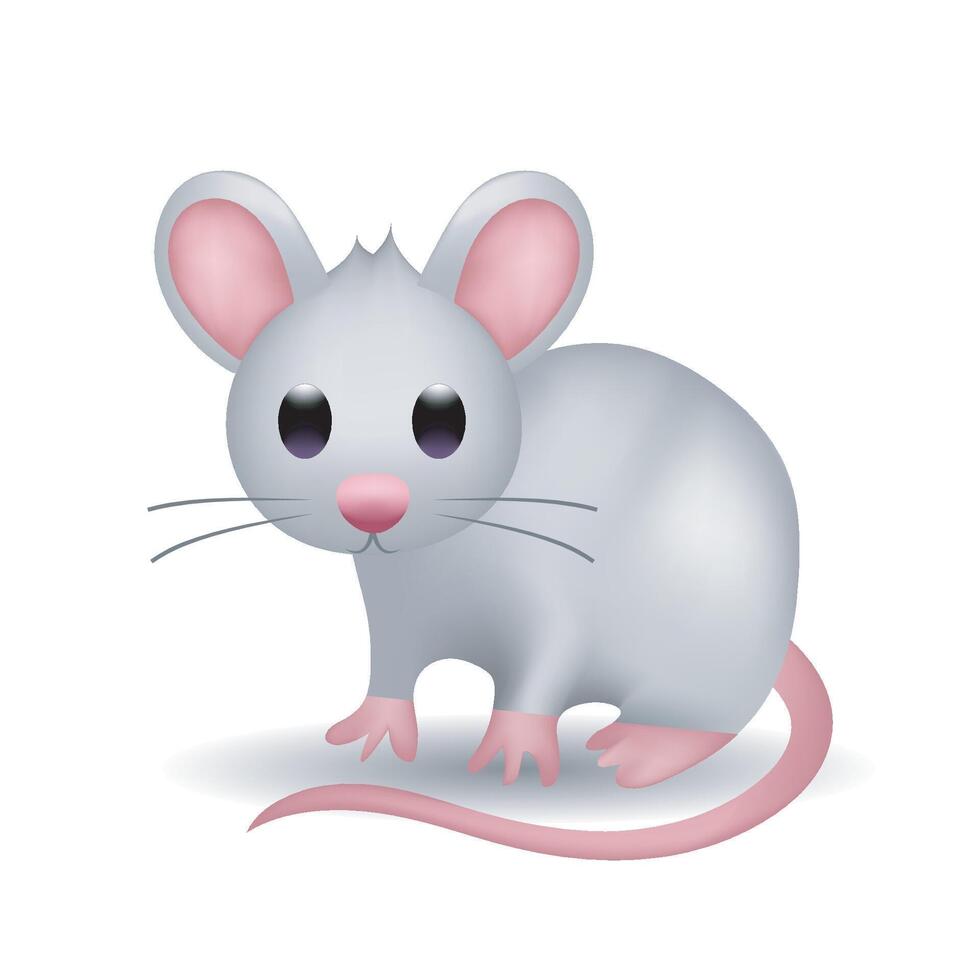 Mouse emoji illustration isolated on white background. 3d illustration. vector