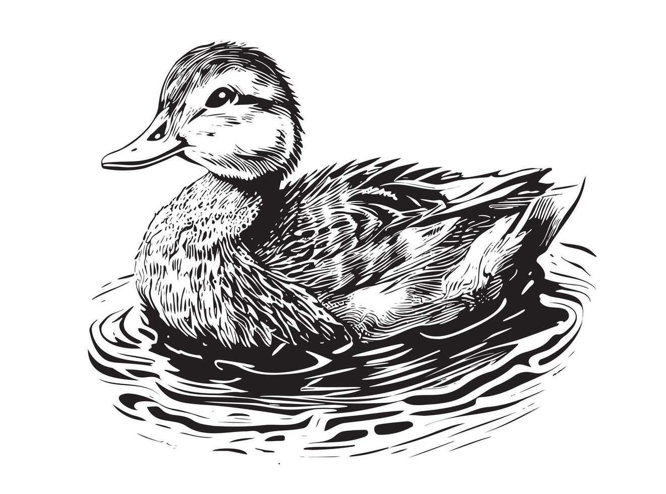 Duck swimming sketch painted illustration hunting vector
