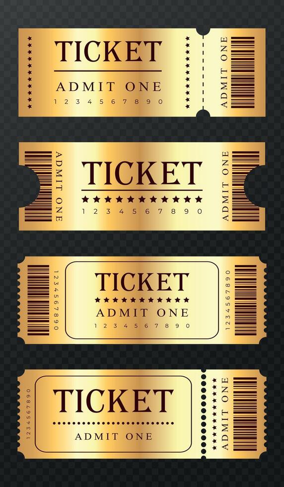 Abstract golden tickets templates on dark background vector