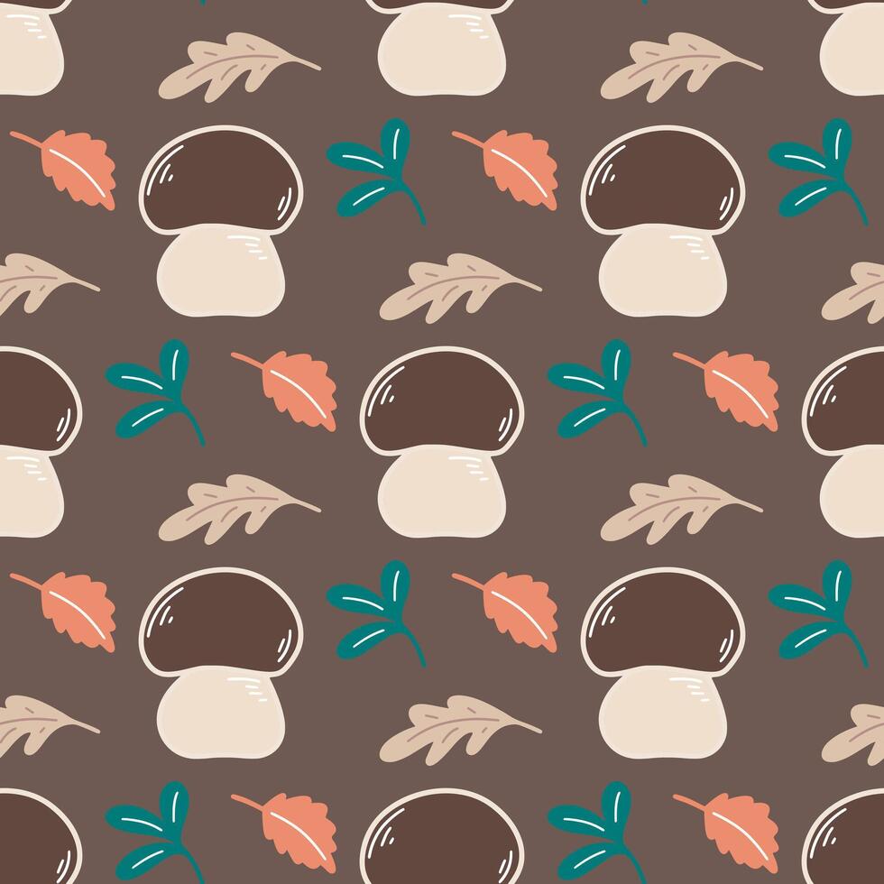Cute boletus with autumn forest background vector