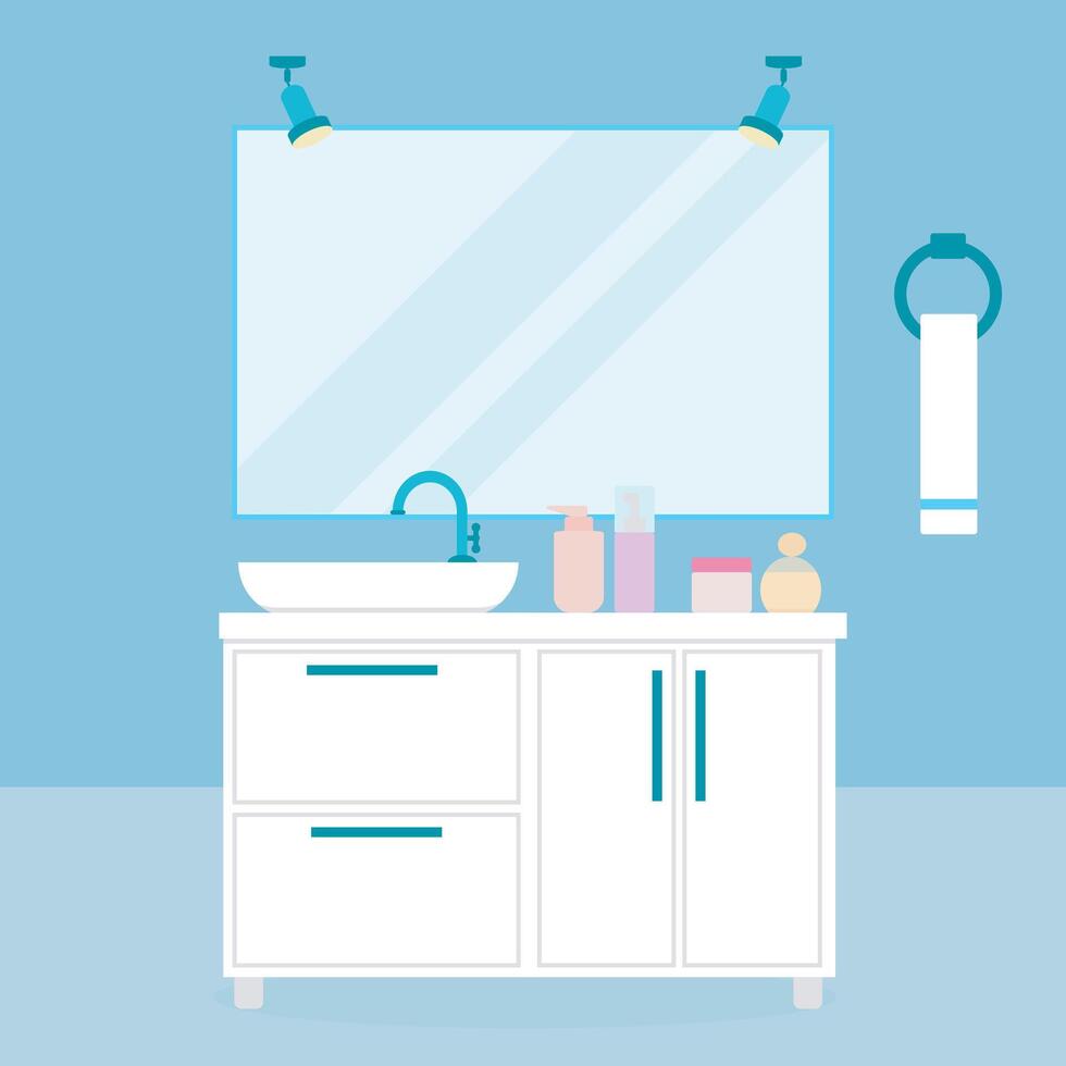Bathroom with sink and mirror vector