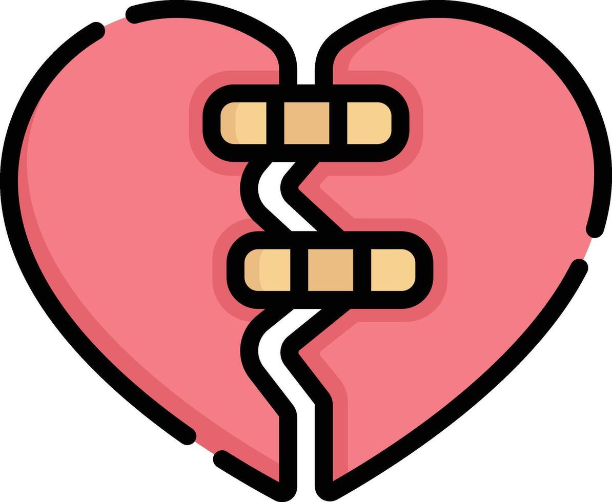 broken heart illustration, icon or symbol vector