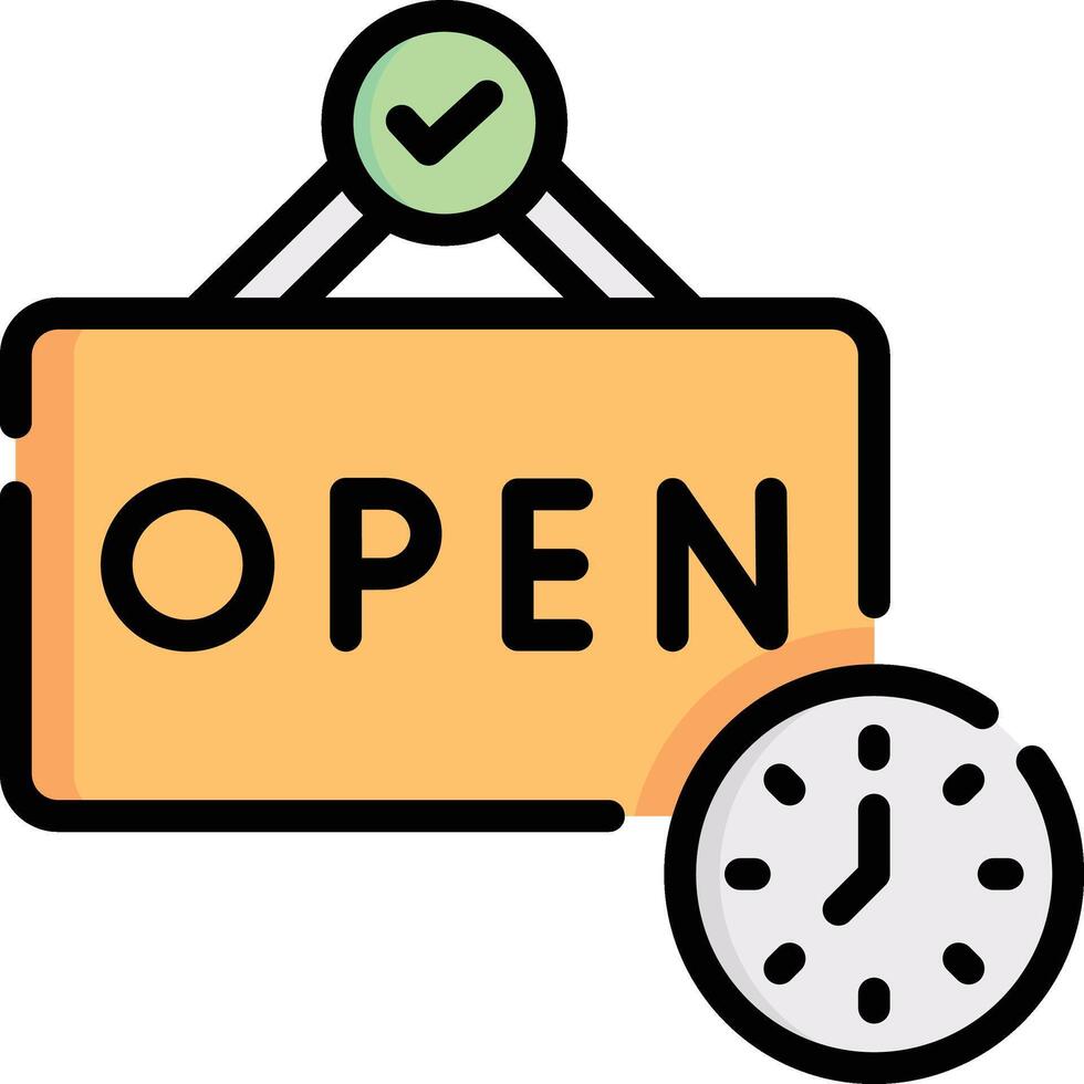 opening hours illustration, icon or symbol vector