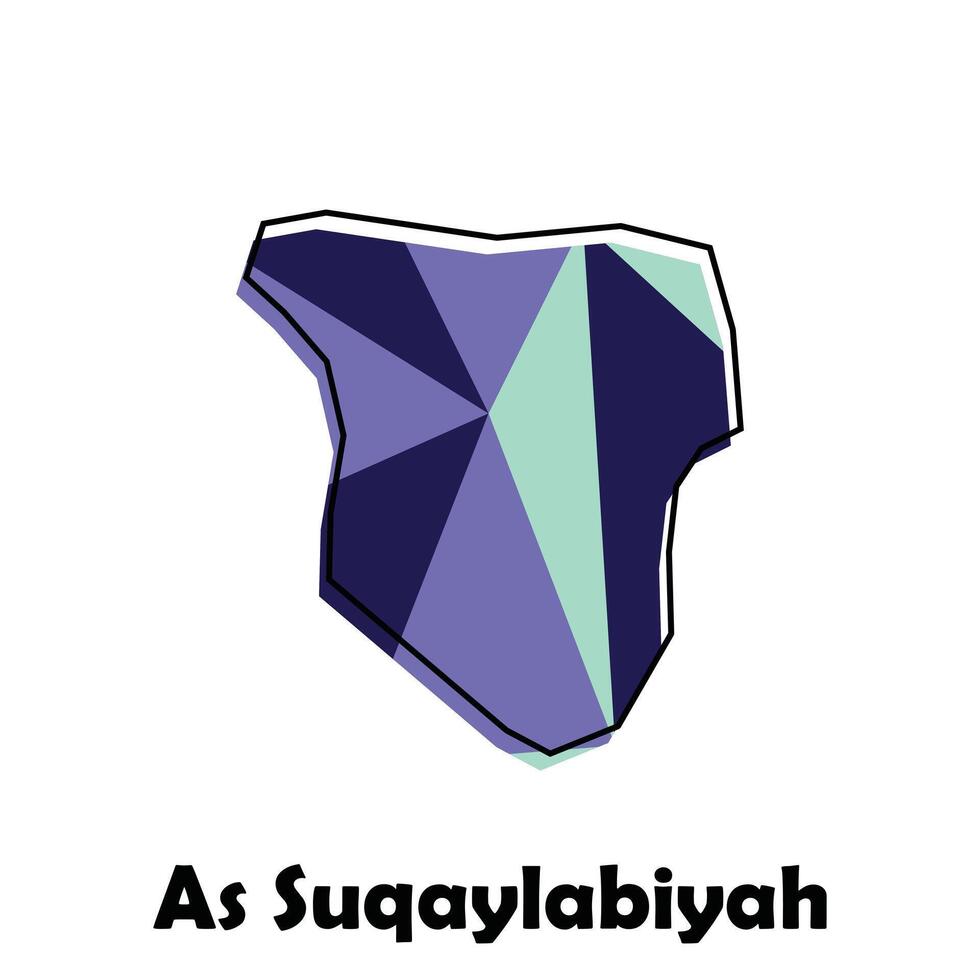 Map of As Suqaylabiyah design, map with polygonal style template element vector