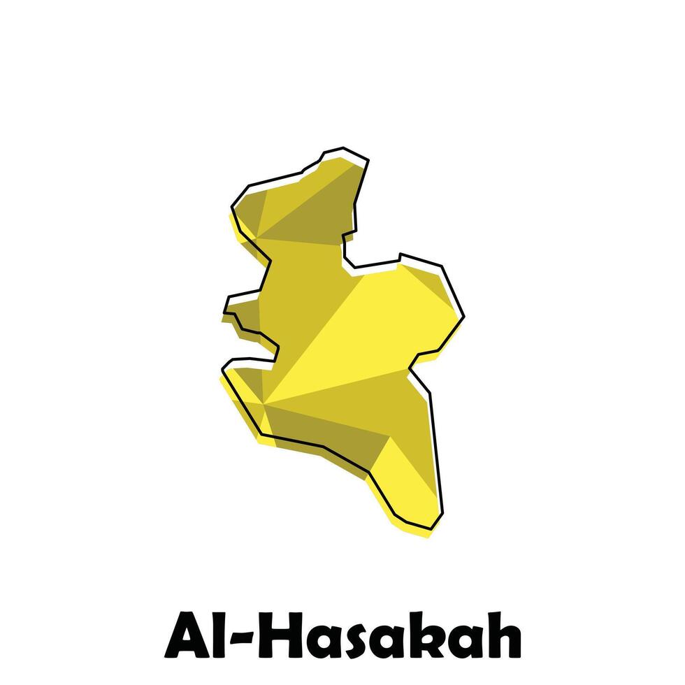 Map Syria Country With City of Al Hasakah, geometric and colorful logo design template element vector