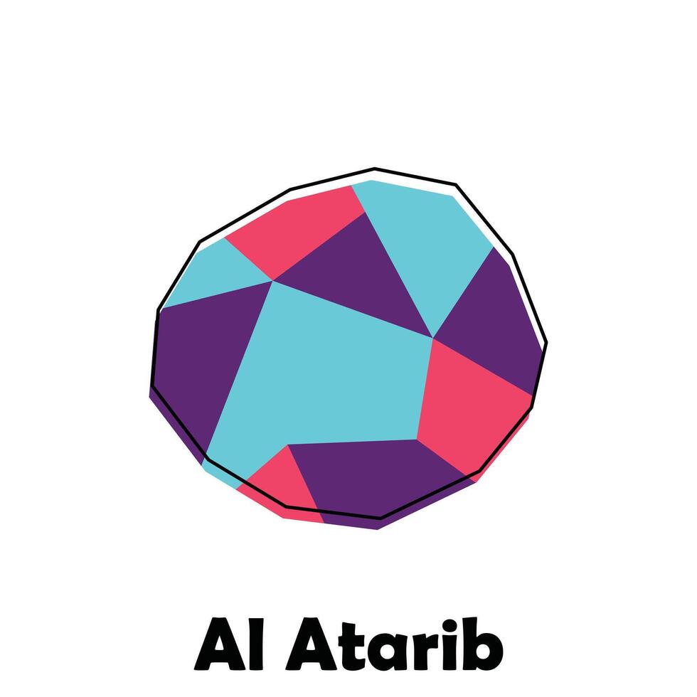 Map Syria Country With City of Al Atarib, geometric and colorful logo design template element vector