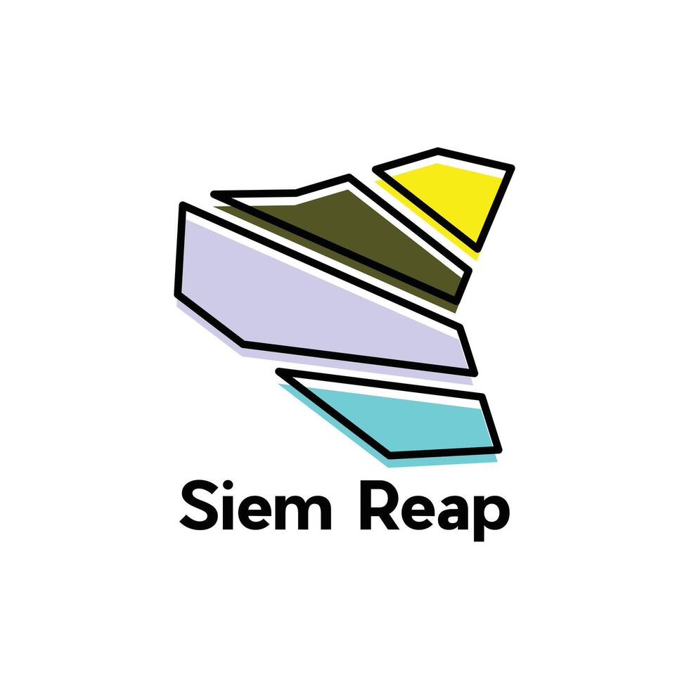 Siem Reap City Map Illustration Design, World Map International template colorful with outline graphic vector