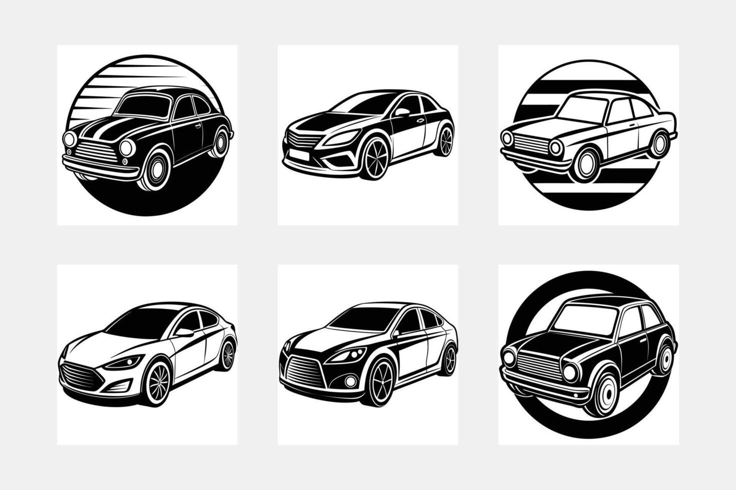 Modern car silhouette white background artwork set vector