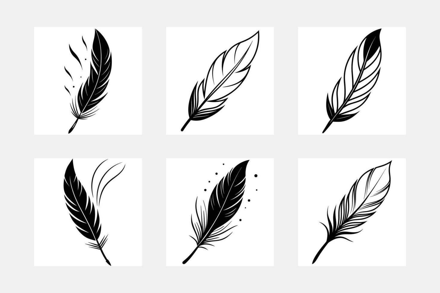 Minimalist Feather Art Set for White Background Lovers vector