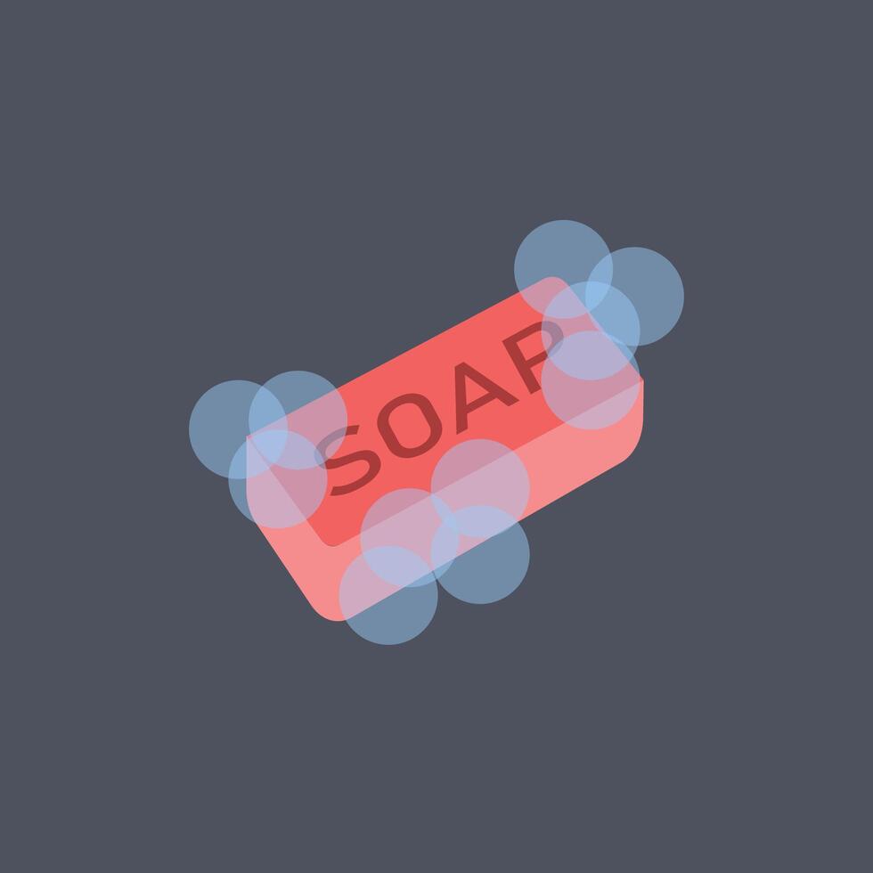 pink soap with bubbles in flat design. vector