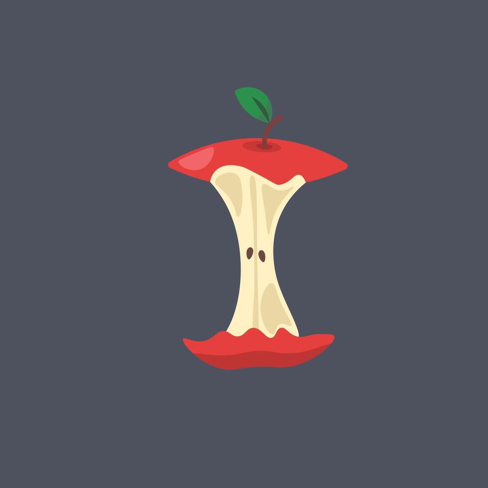 eaten apple in flat design. vector
