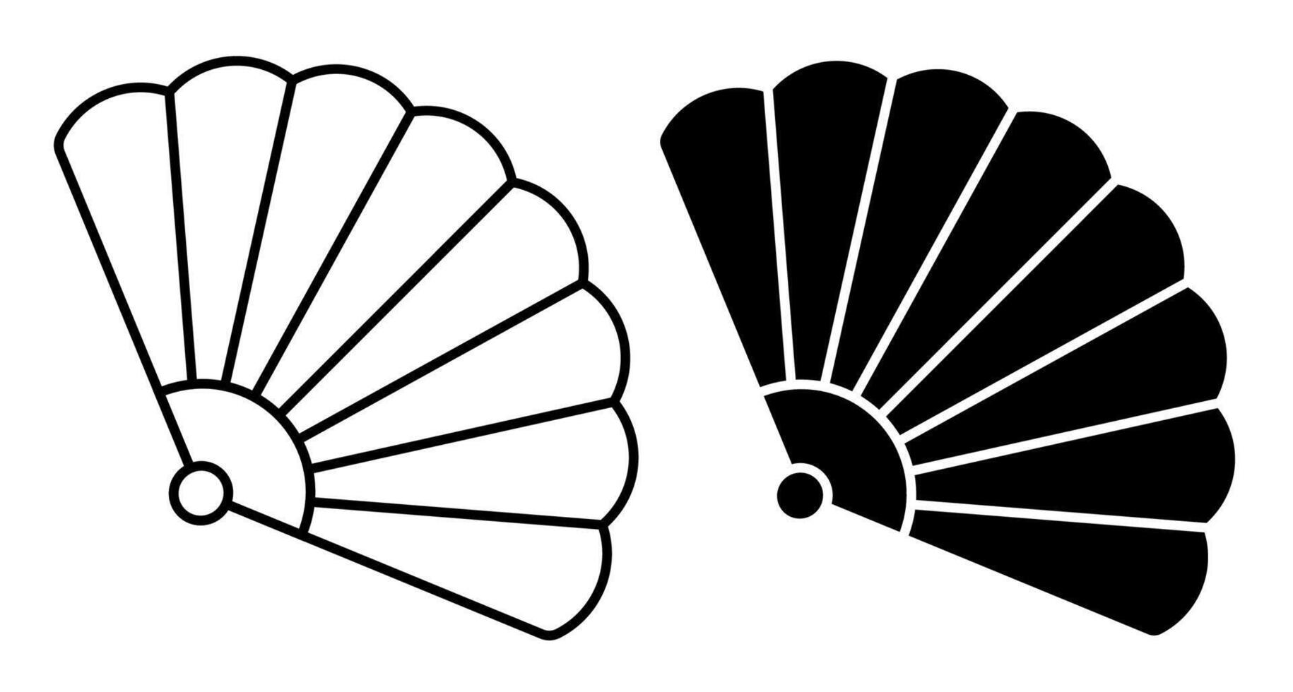 Linear icon. Theatrical fan. Female folding fan of Japanese geisha. Simple black and white isolated on white background vector