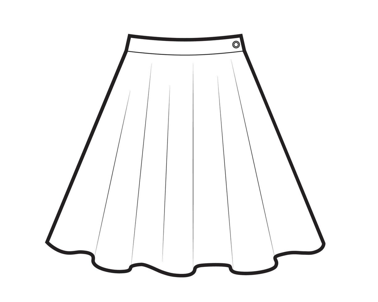 Black and white drawing of mini skirt vector