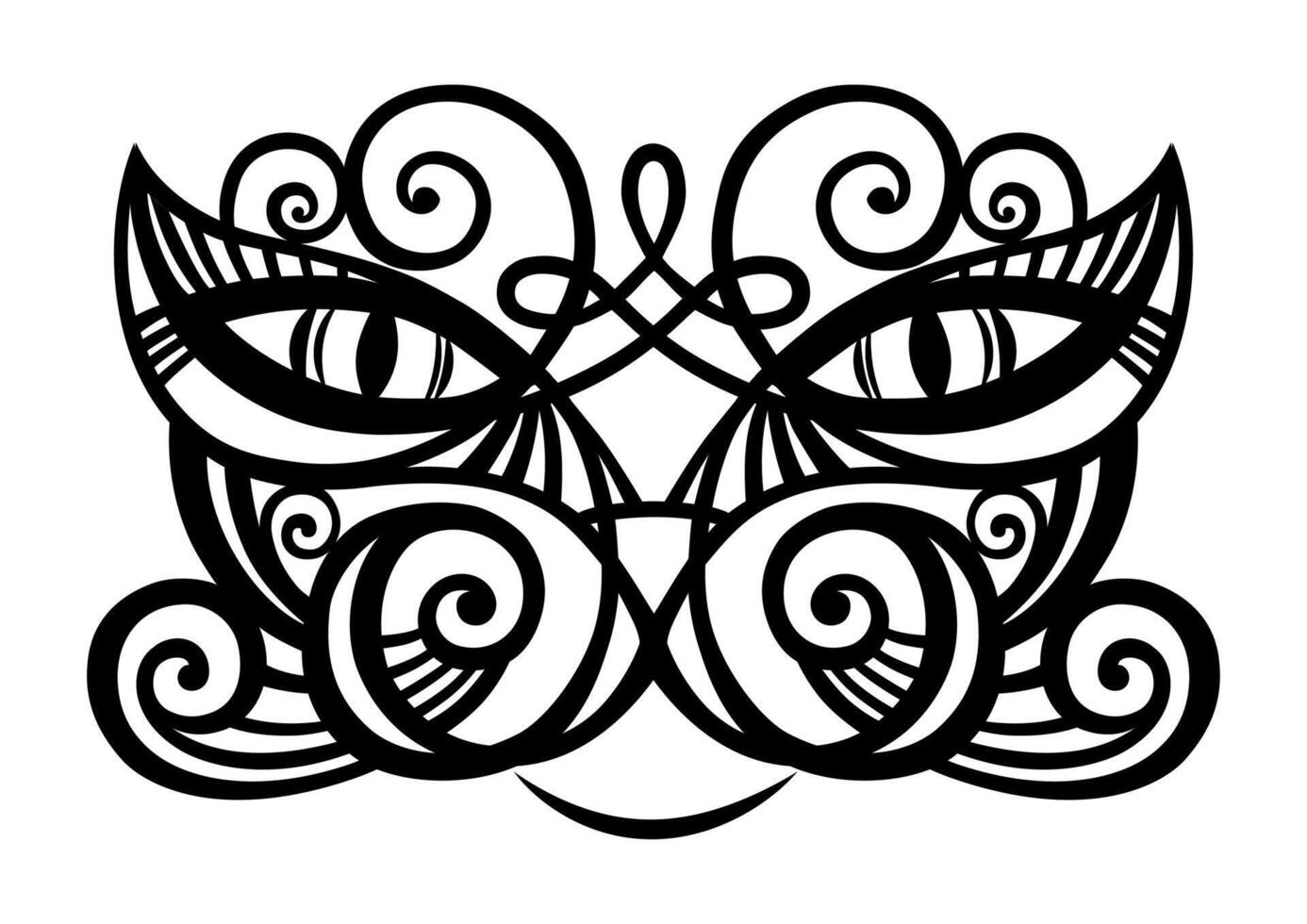 Portrait of a cat. Drawing by hand. Tattoo. vector