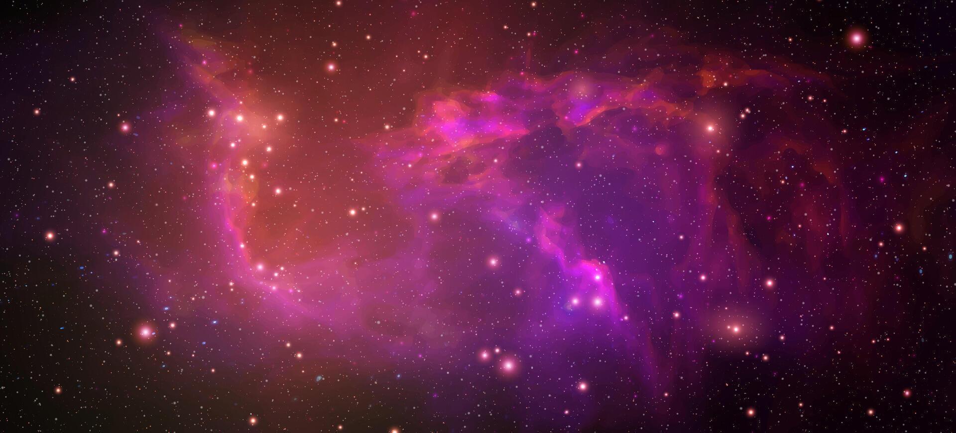 Space background with realistic nebula and shining stars. Magic colorful galaxy with stardust vector
