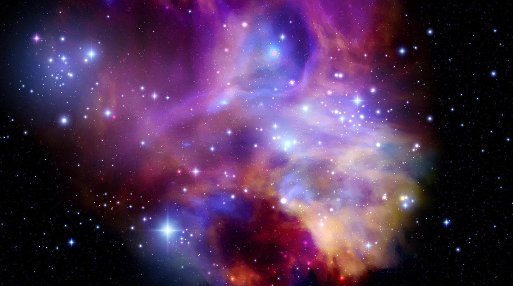 Space background with realistic nebula and shining stars. Magic colorful galaxy with stardust vector
