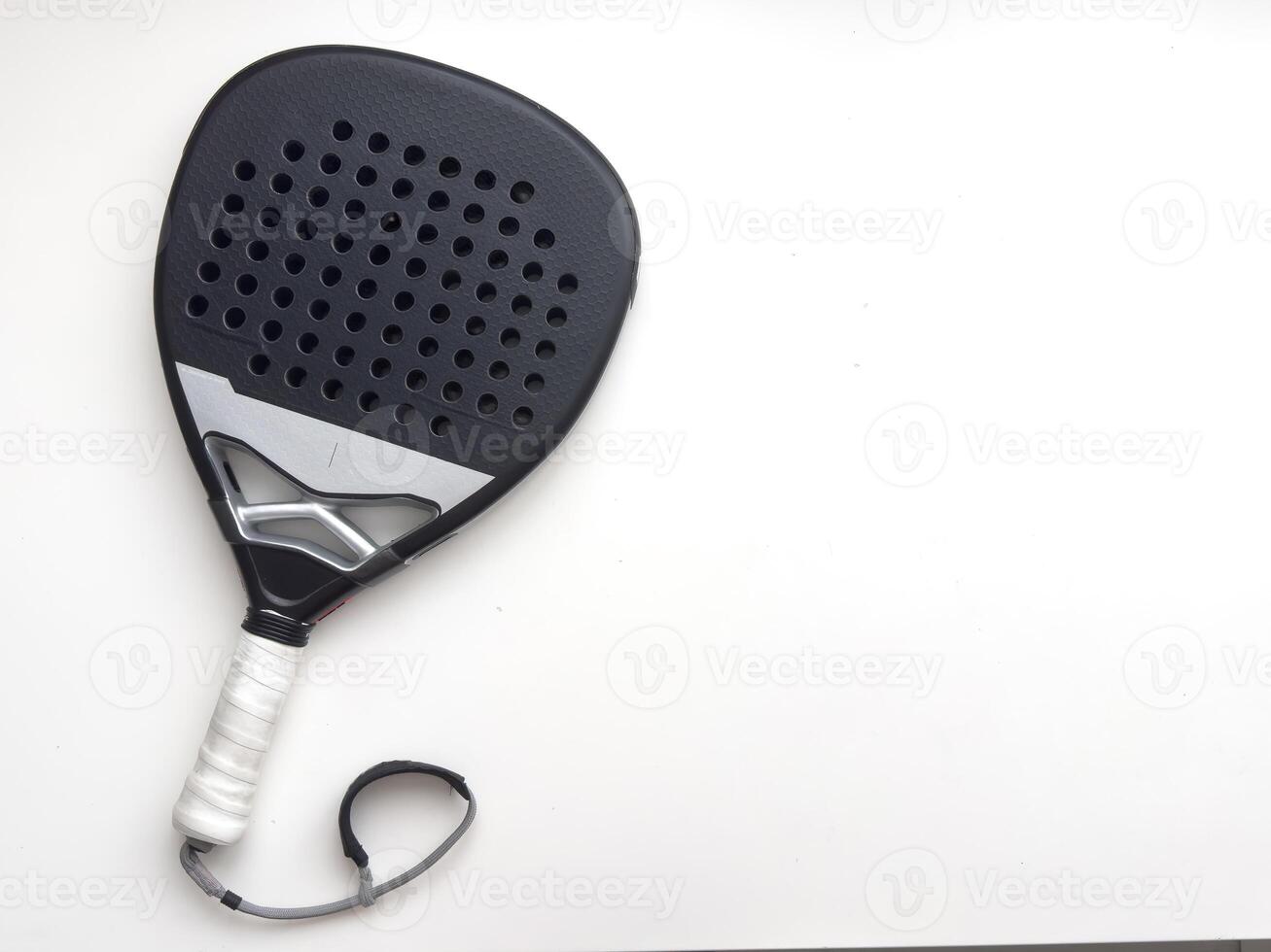 professional paddle tennis racket on white background. Horizontal sport theme poster, greeting cards, headers, website and app photo