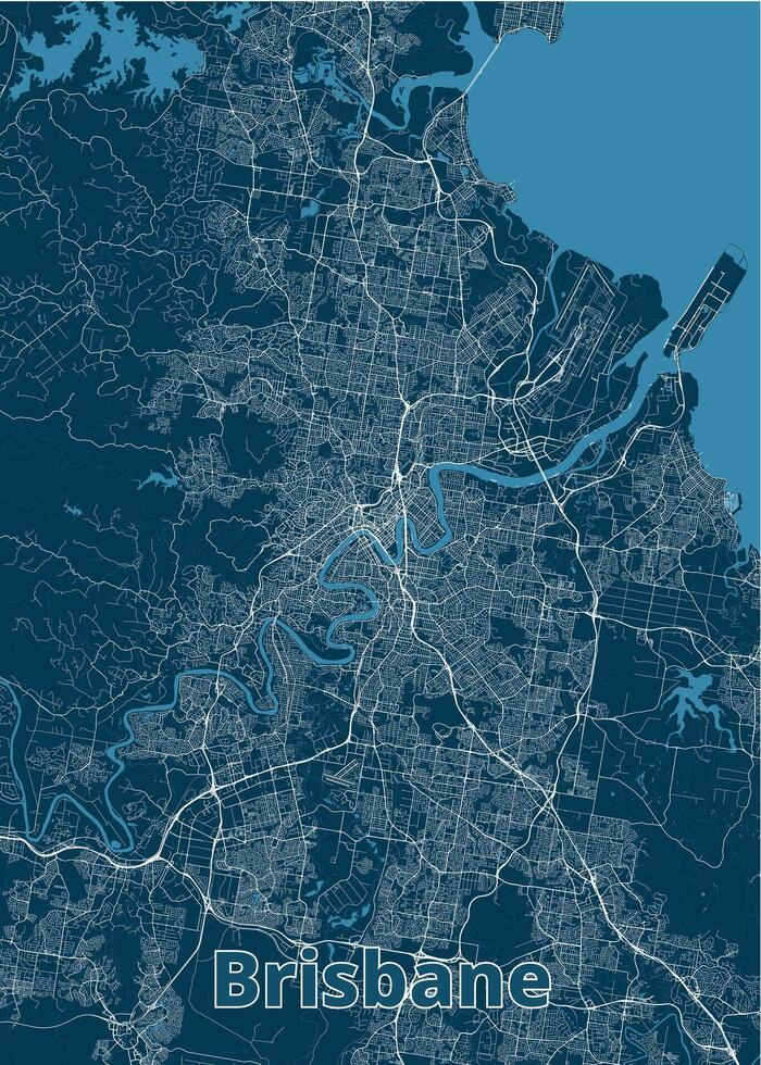 Brisbane, Australia artistic blueprint map poster vector