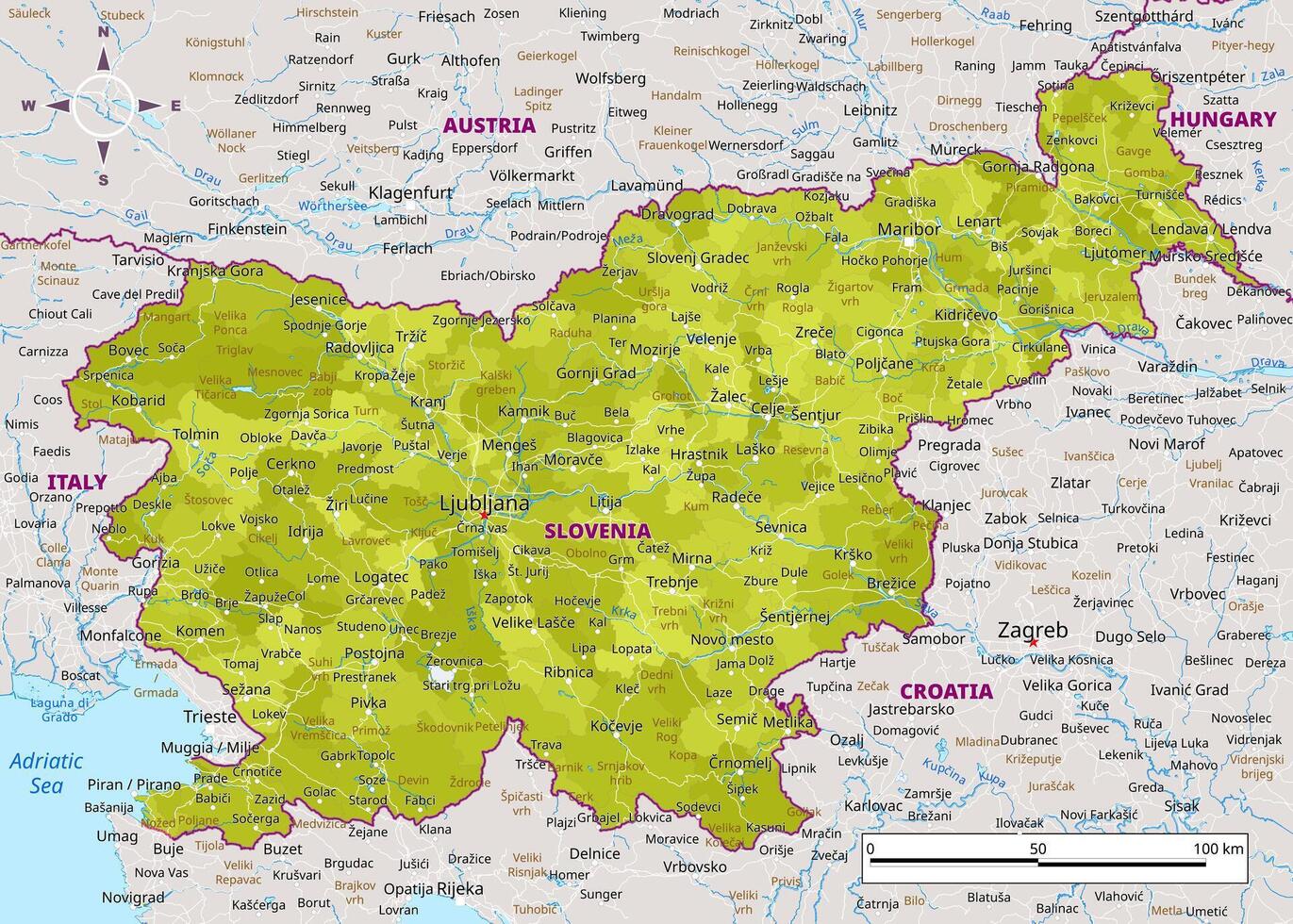 Detailed Political Map Of Slovenia 48856922 Vector Art At Vecteezy Detailed Political Map Of Slovenia Vector 