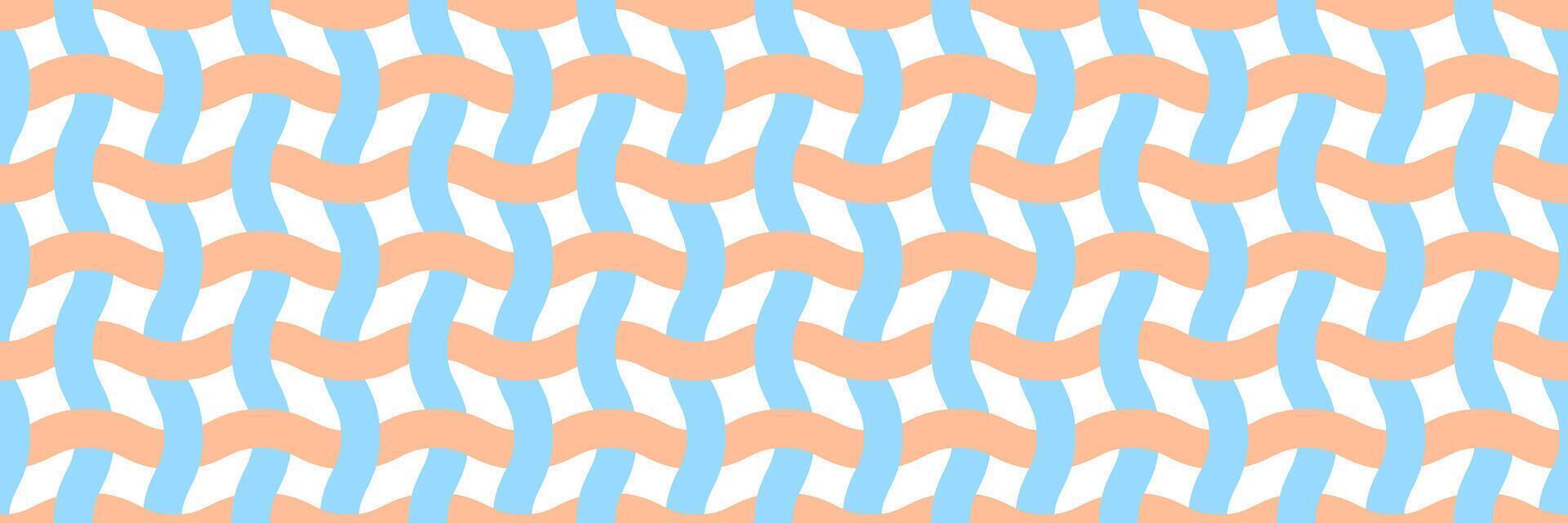 Seamless pattern. Wavy lines like fabric ornament Modern stylish texture. Hand drawn trendy flat style Geometric texture. Peach fuzz and blue colors wavy lines illustration vector