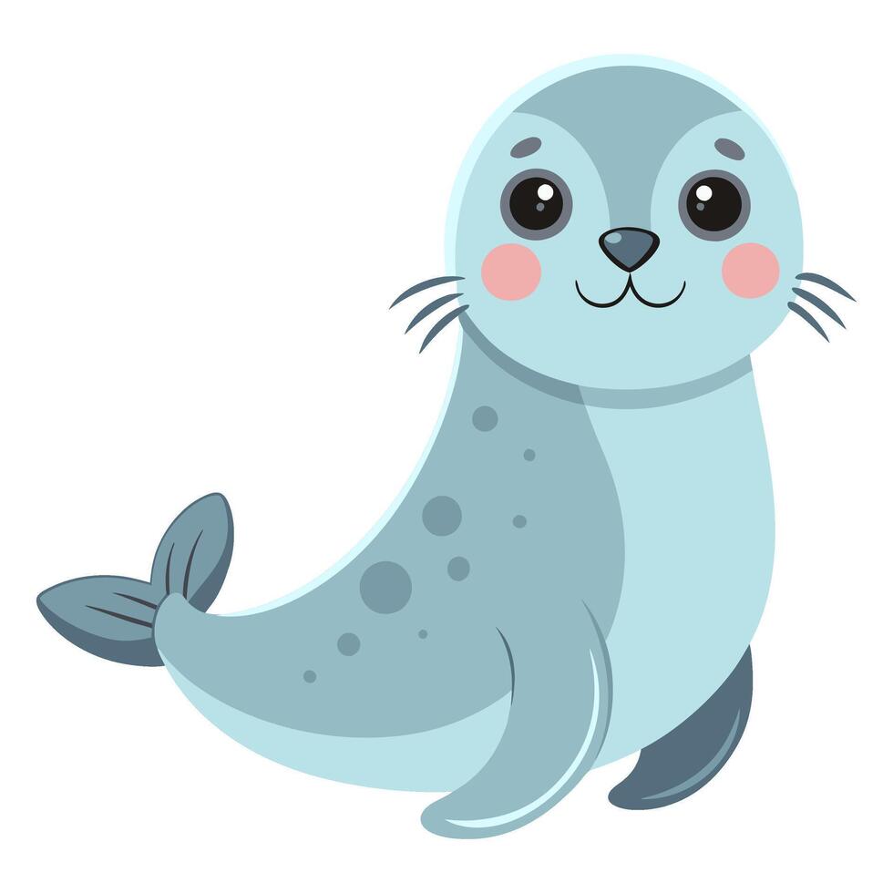 seal, cute animal isolated on white background flat style illustration vector