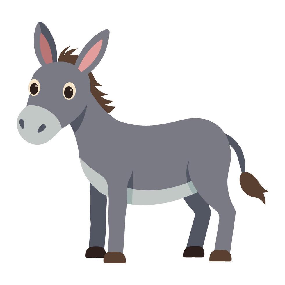 donkey, cute animal isolated on white background flat style illustration vector