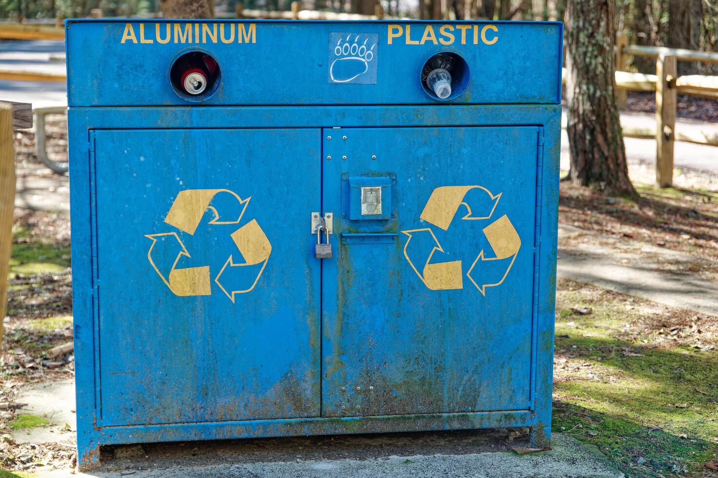 Large recycle bin outdoors photo
