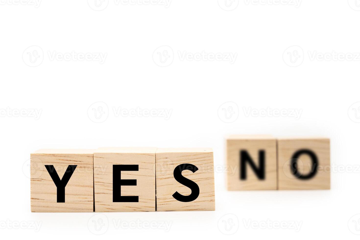 Wooden blocks with Yes or NO wording. Business and education concept. Strategy, marketing, management theme. isolated on white background. photo