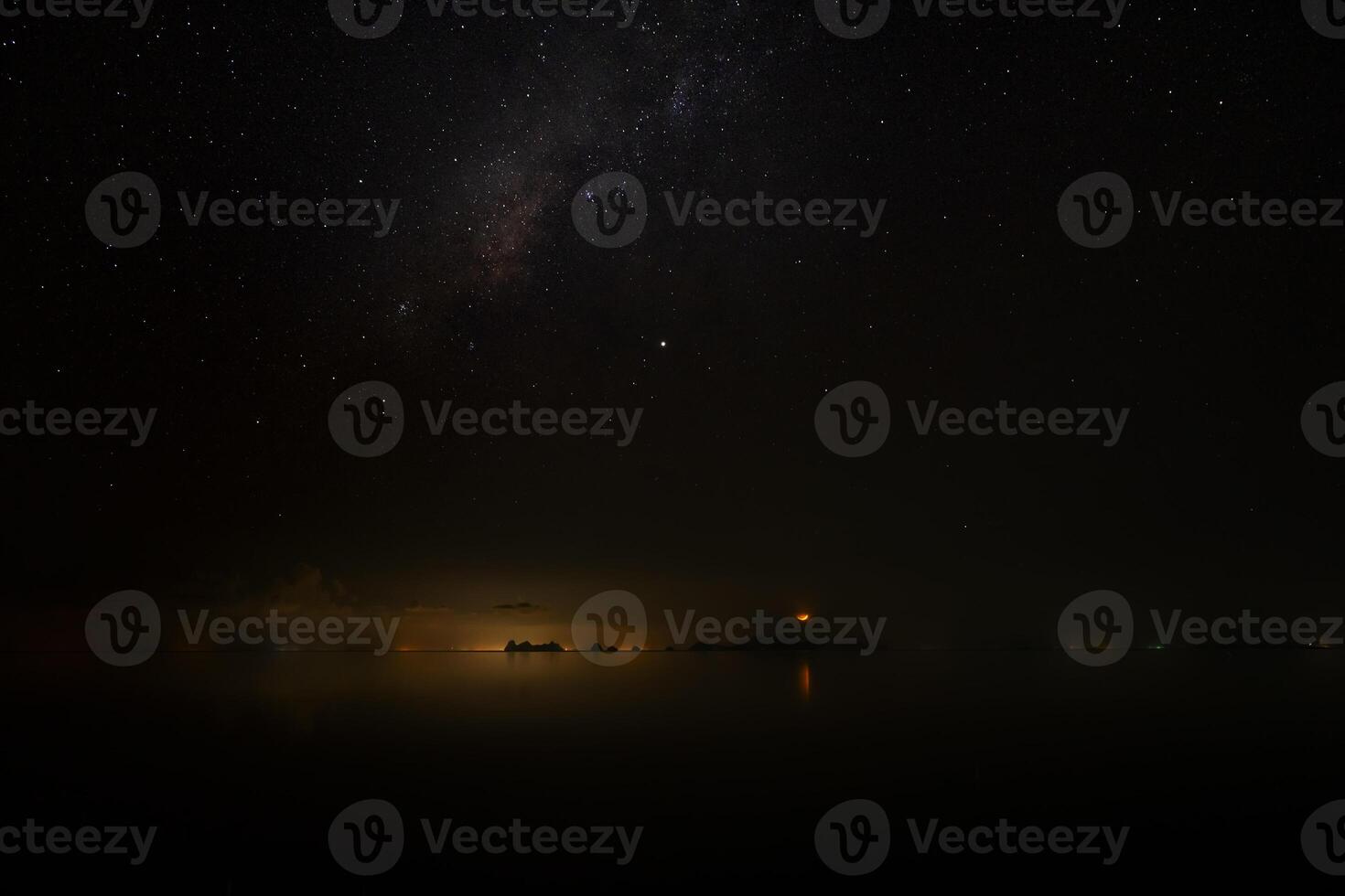 The sky with star at the lake photo