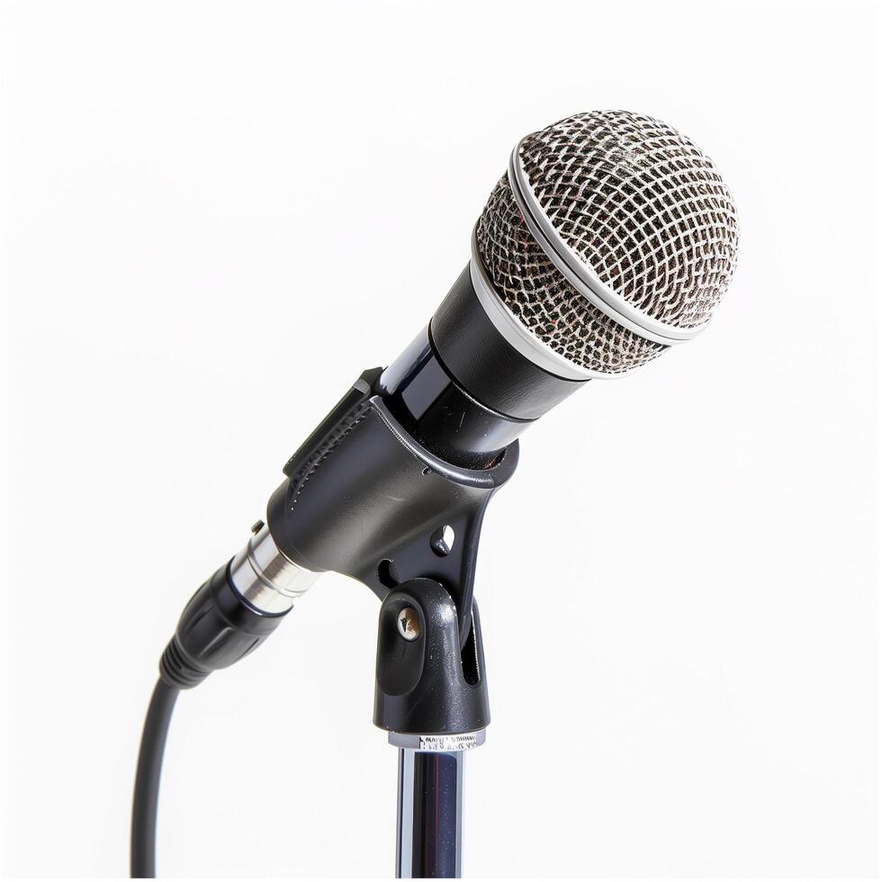 Isolated Wired Microphone on Transparent Background photo
