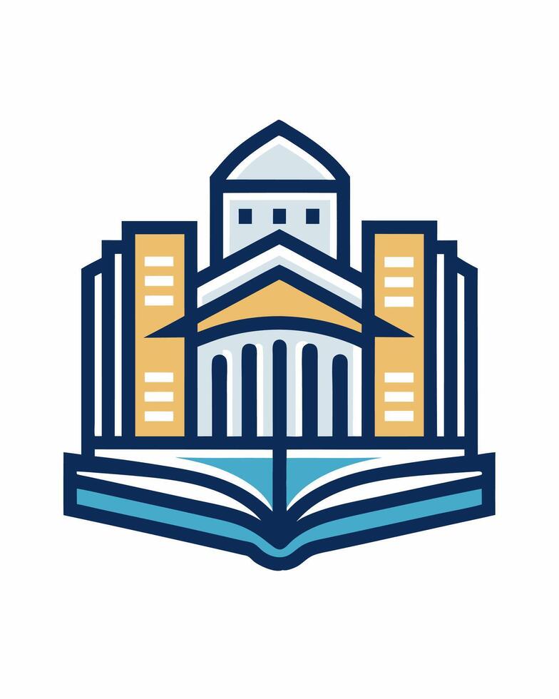 Monoline logo concept book with building like university, institute or school for your businees logo or your community vector