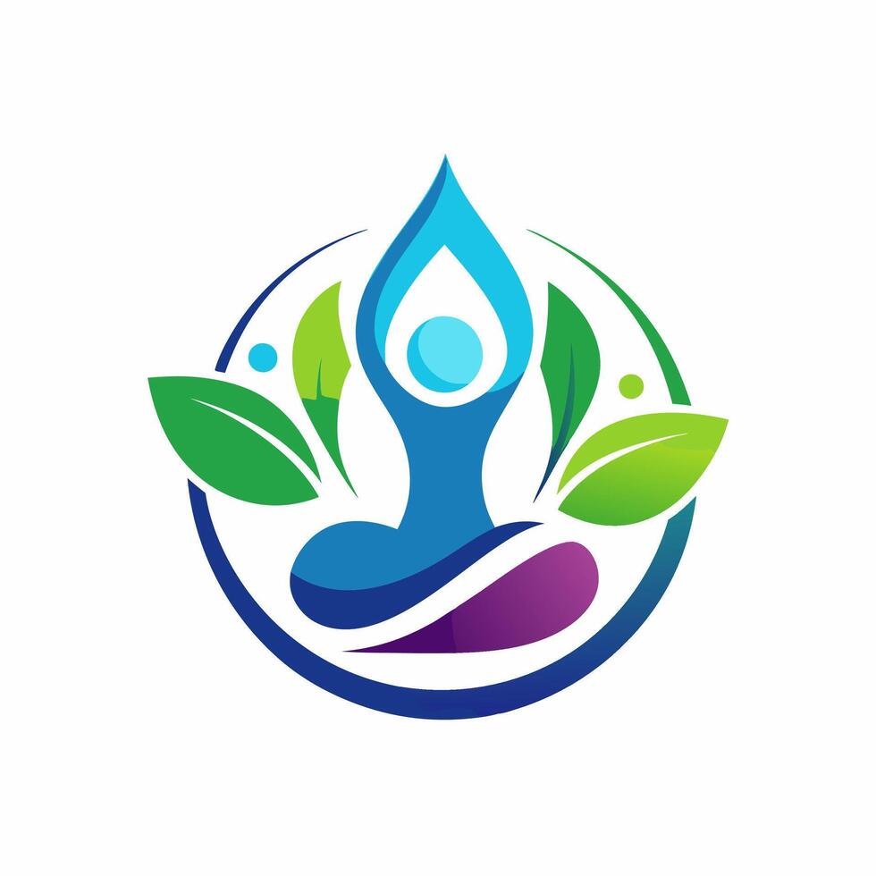 Logo leaf with relax meditation for yoga community vector