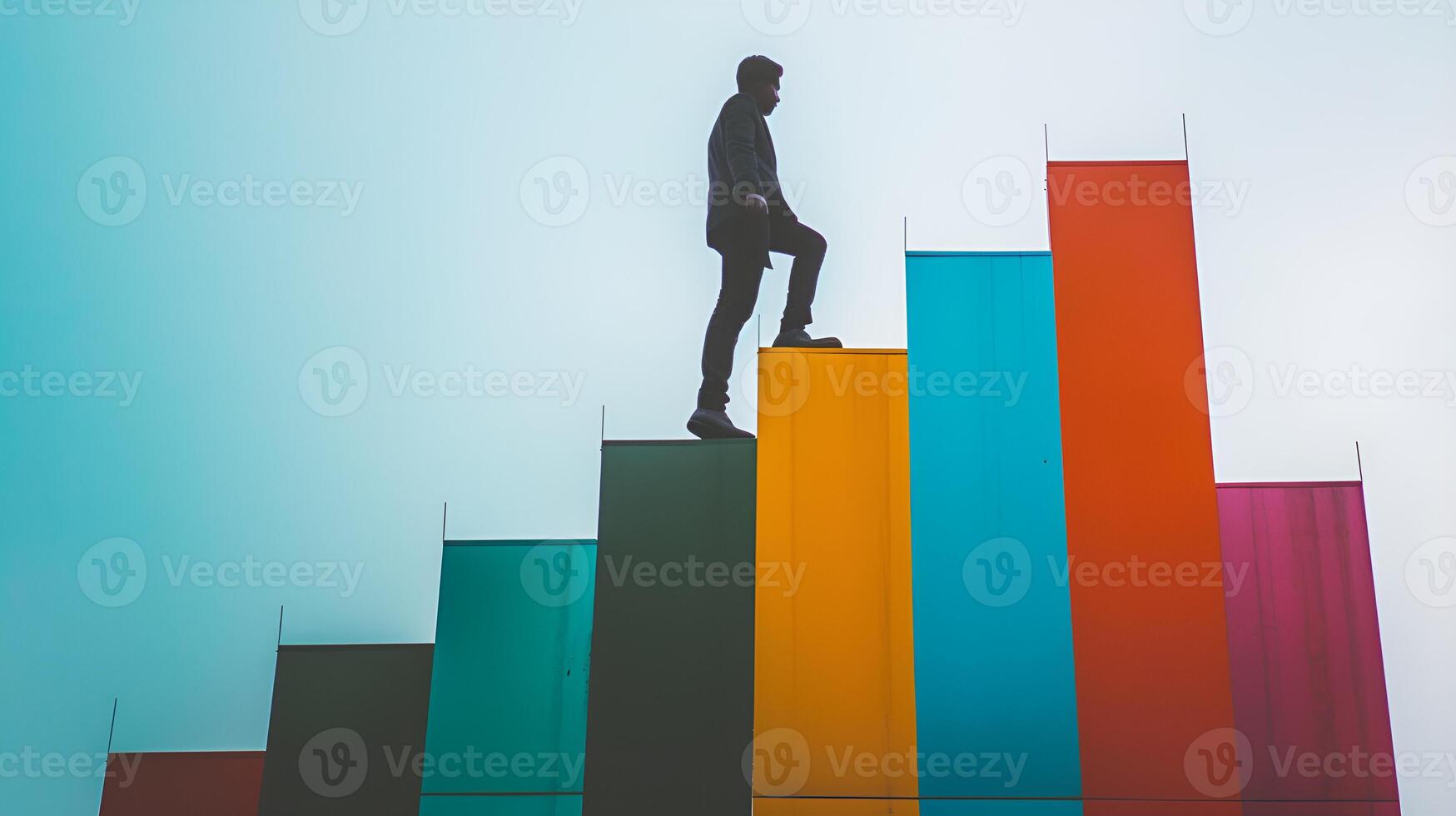 Person Climbing a Bar Graph, Business Stock Photography, Climbing, bar graph, business photo
