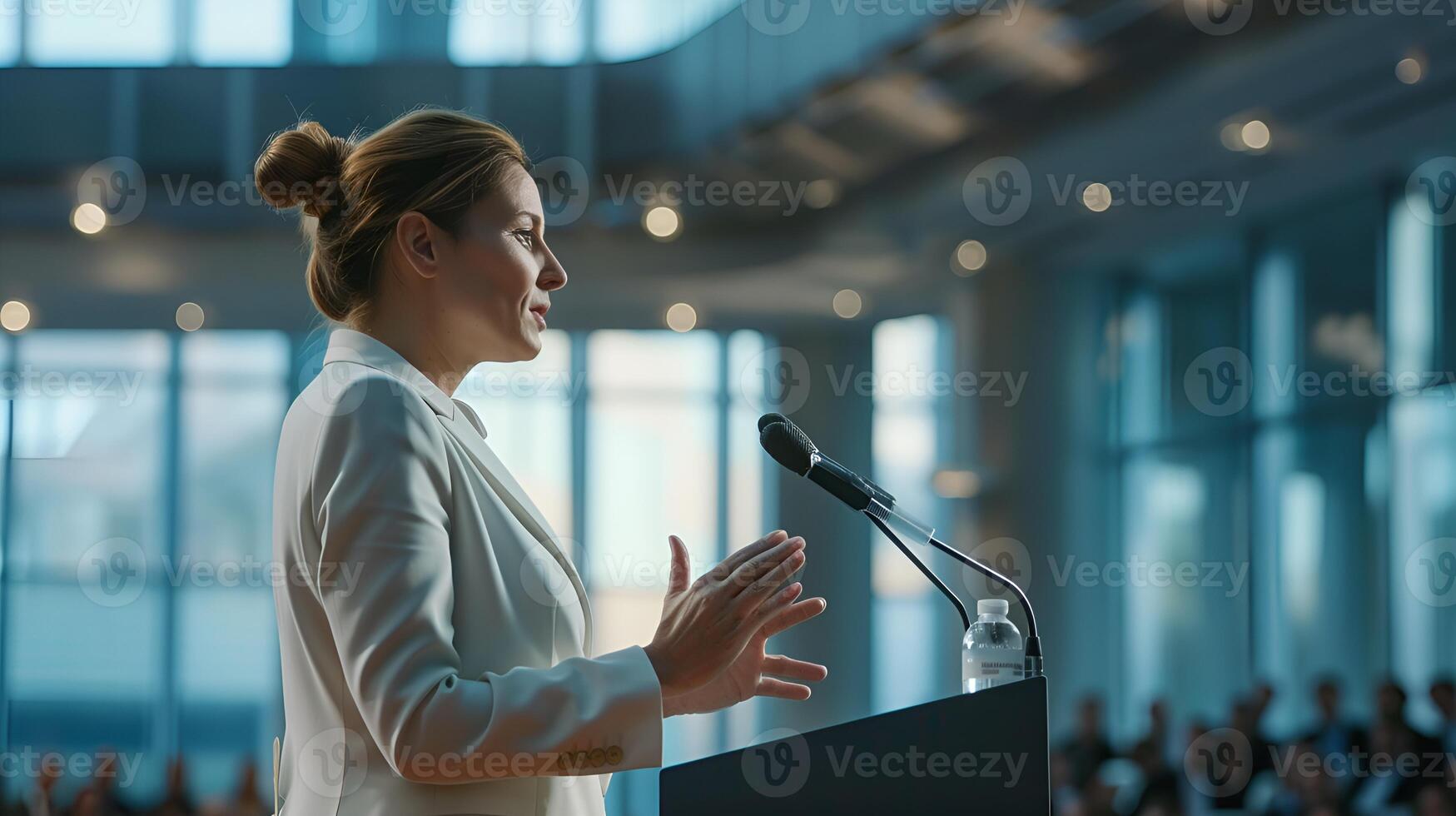 Woman CEO Delivering Annual Shareholder Meeting Address, Woman, CEO, delivering, annual shareholder, meeting photo