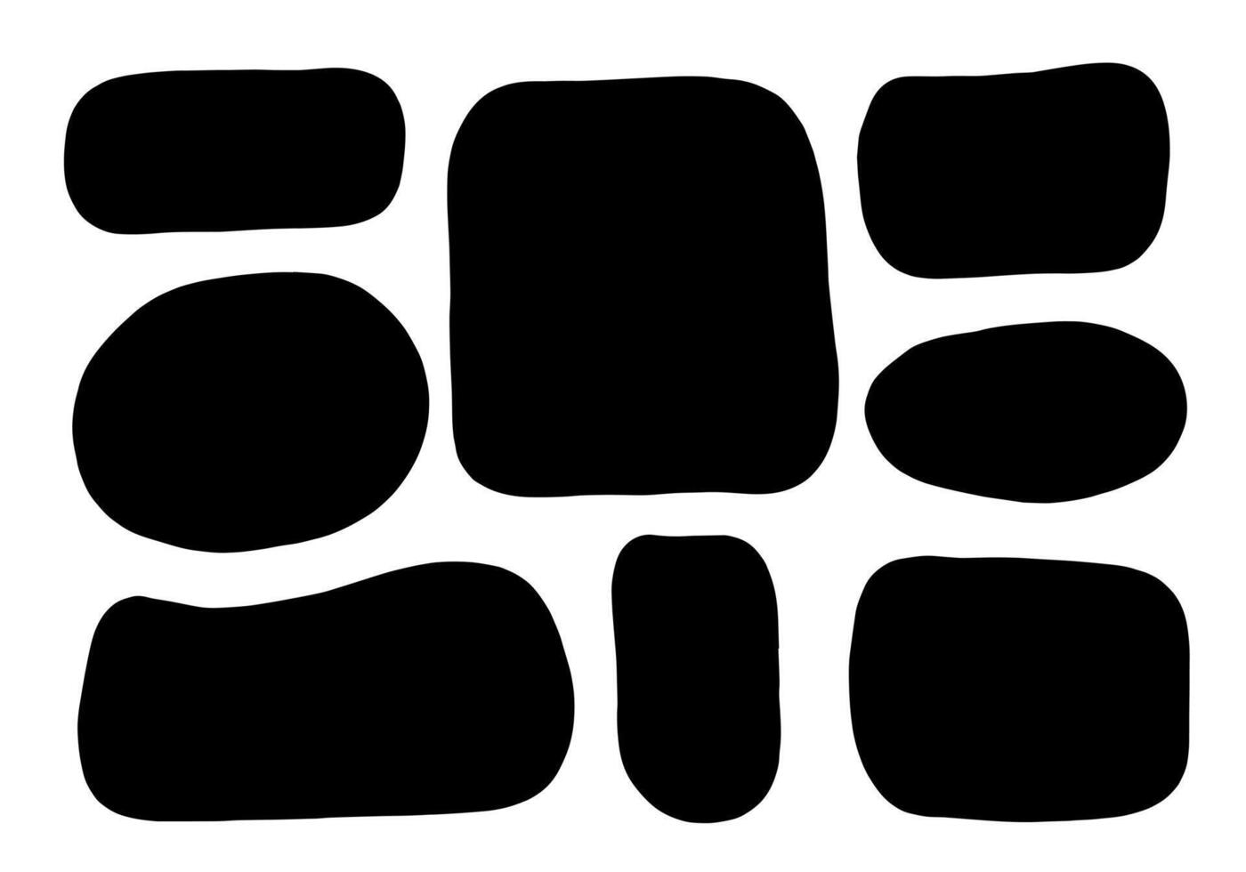 Set of black brush strokes. Hand drawn ink spots isolated on white background. vector